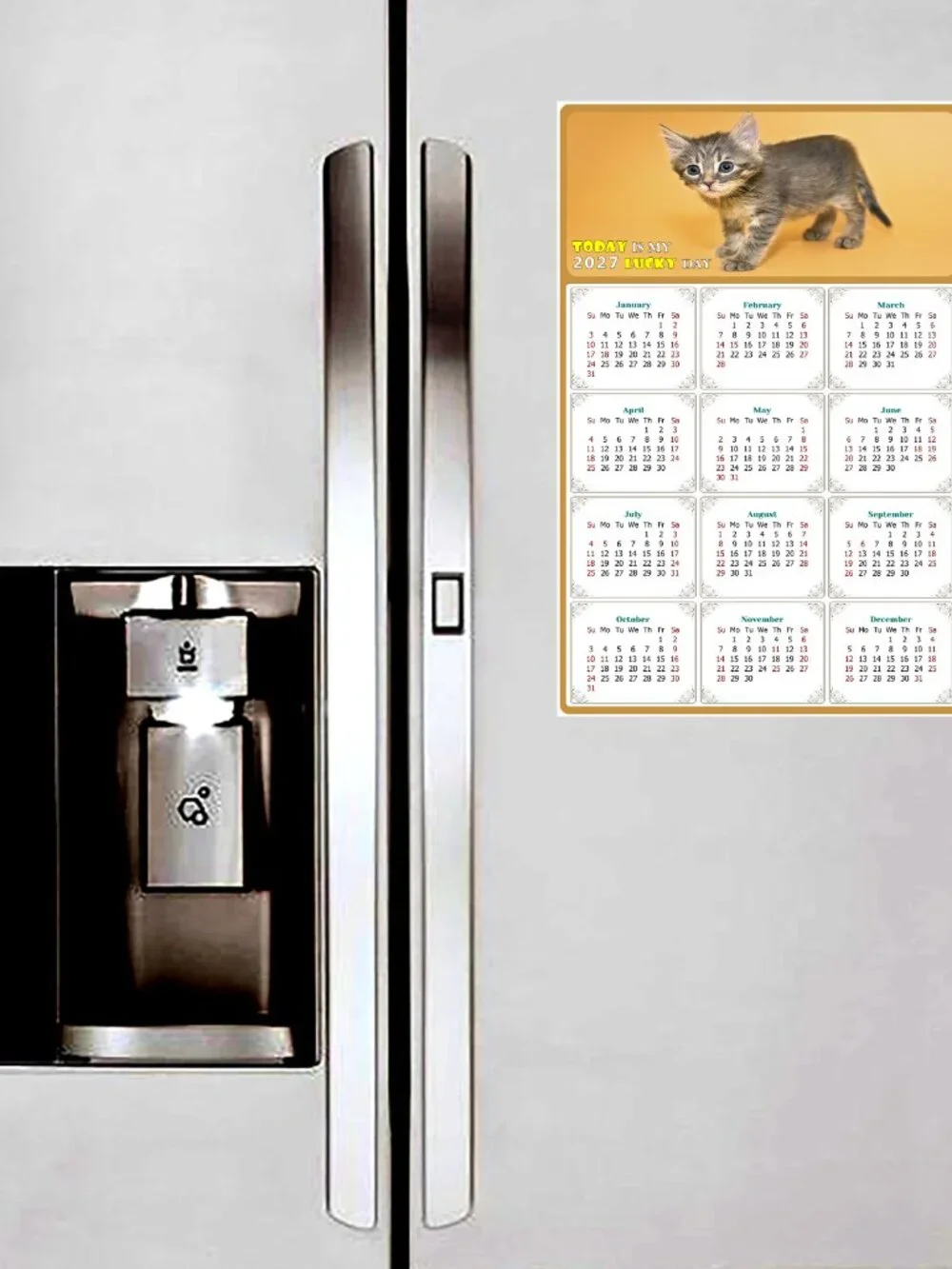 2027 Magnetic Calendar - Today is my Lucky Day - Cat Themed 018 (7 x 10.5)